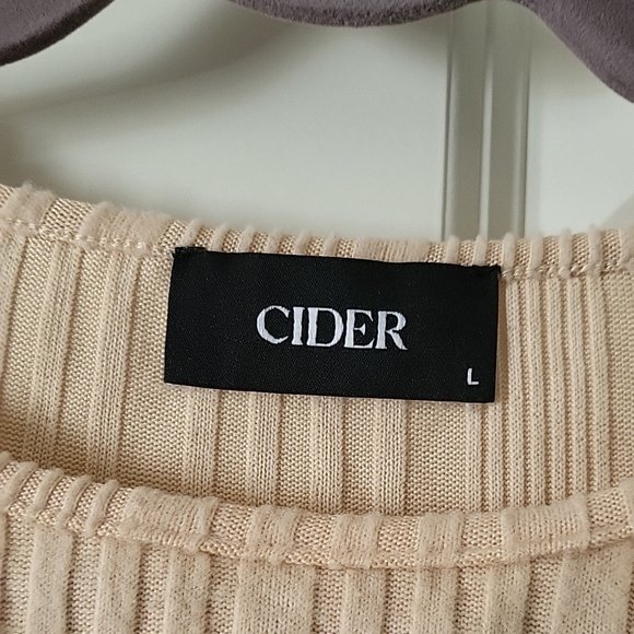 Cider Beige Ribbed Cutout Bodysuit Long Sleeve Bodycon Women’s Large - Picture 2 of 12